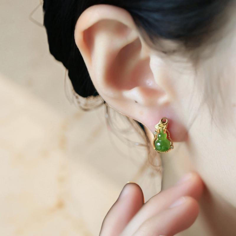 ATELIER-TIBET – Boucles d'Oreilles Jade – Délice, Argent Plaqué Or