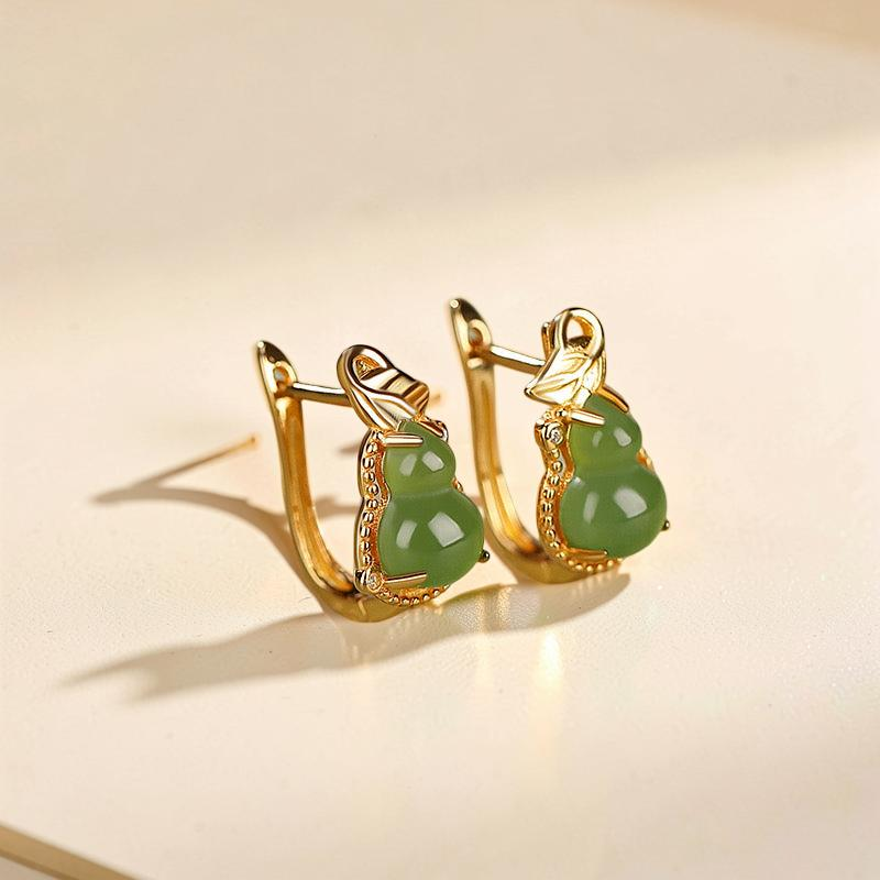 ATELIER-TIBET – Boucles d'Oreilles Jade – Délice, Argent Plaqué Or