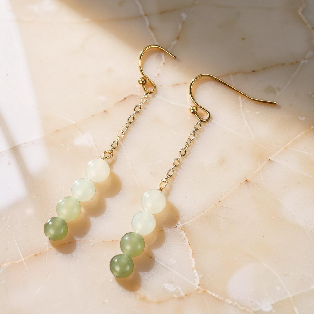 ATELIER-TIBET – Boucles d'Oreilles Jade – Mélodie des Verts
