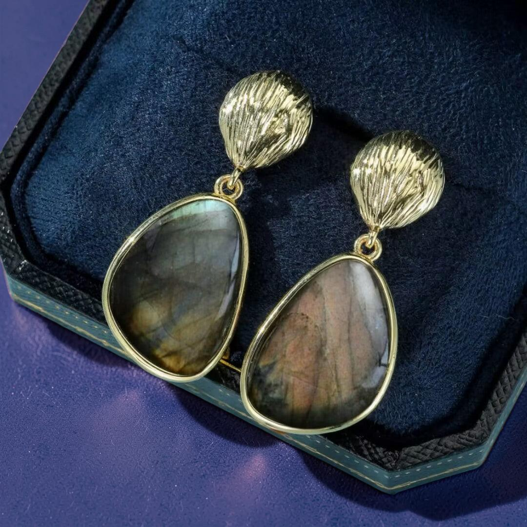 ATELIER-TIBET – Boucles d'Oreilles Labradorite – Souffle de la Terre