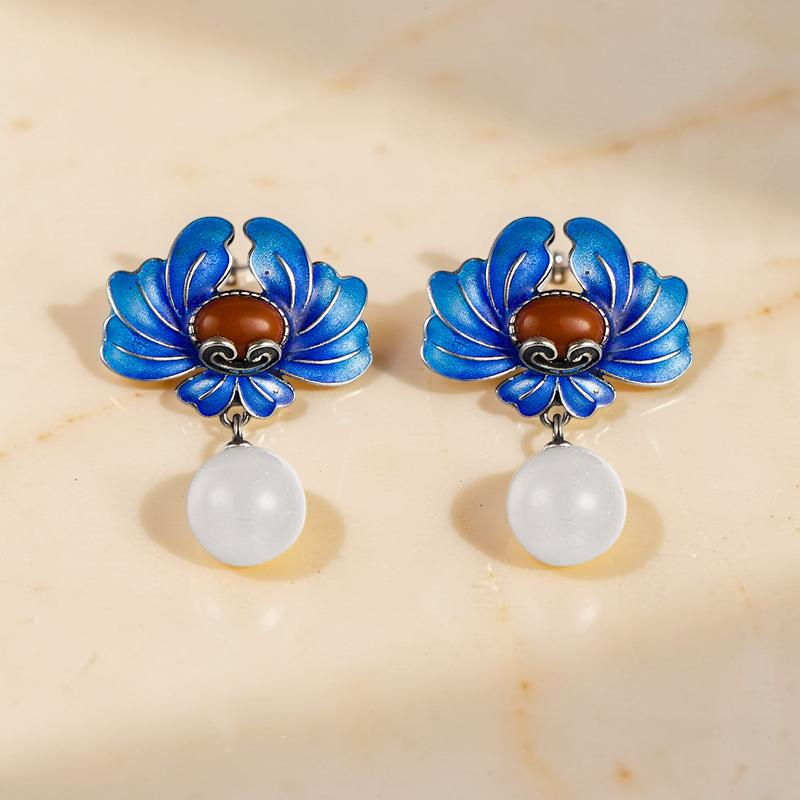 ATELIER-TIBET – Boucles d'Oreilles Lotus – Beauté de Vintage, Argent 925