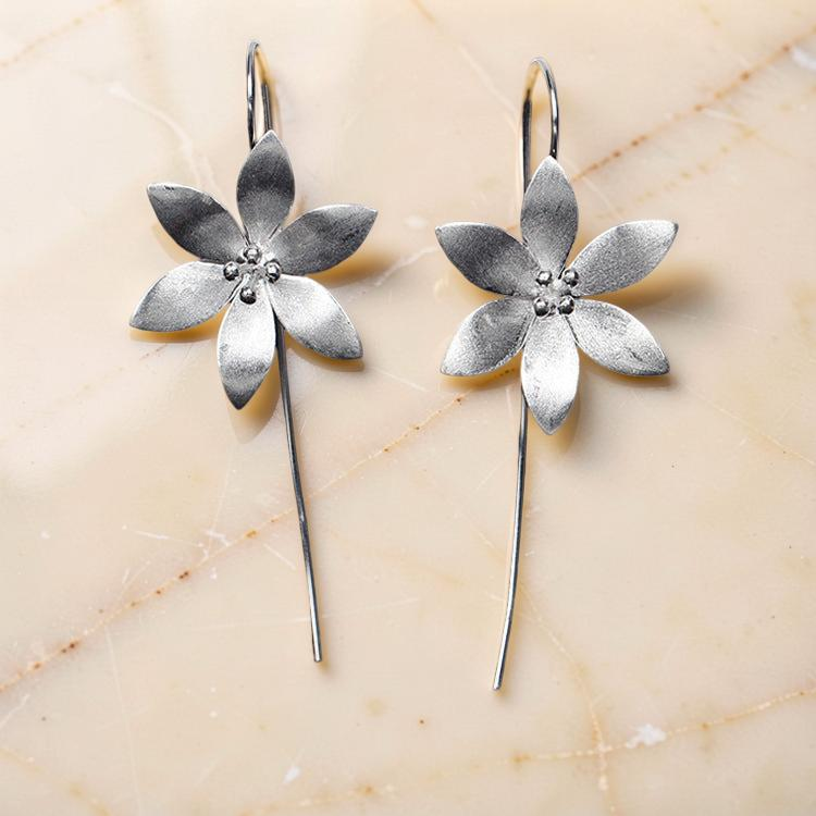 ATELIER-TIBET – Boucles d'Oreilles - Lotus Éclos, Argent