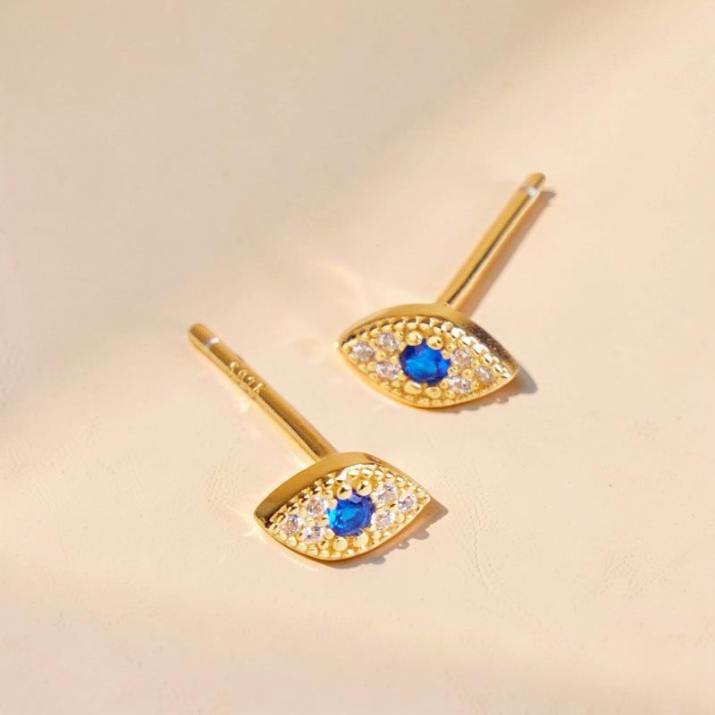 ATELIER-TIBET – Boucles d'Oreilles Mauvais Œil – Pureté Mystique, Argent Plaqué Or