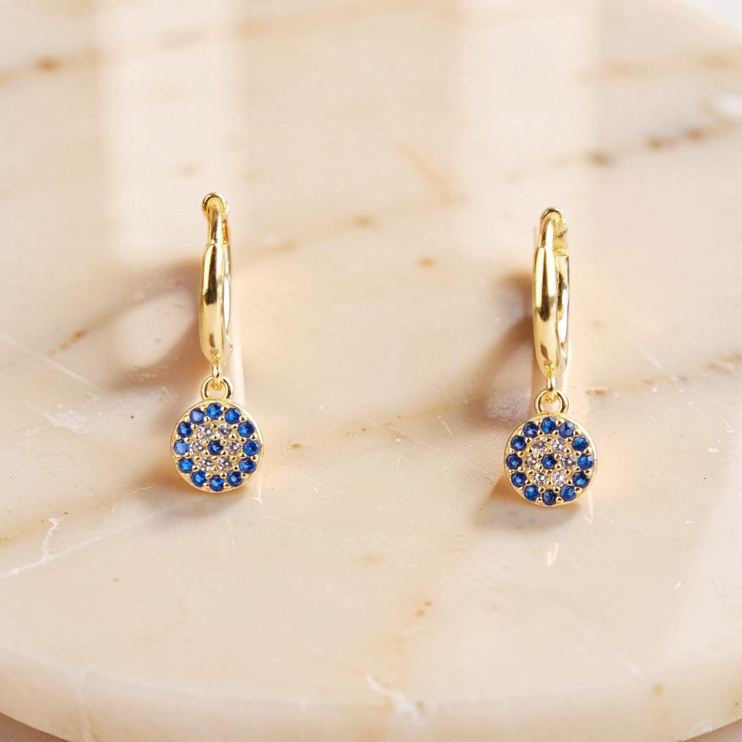 ATELIER-TIBET – Boucles d'Oreilles Mauvais Œil – Regard, Argent Plaqué Or