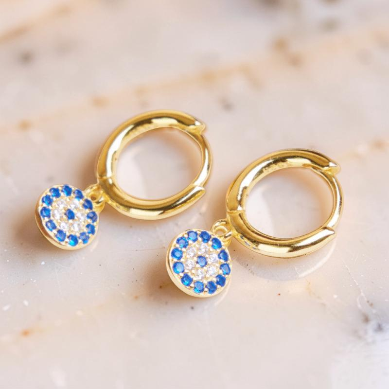 ATELIER-TIBET – Boucles d'Oreilles Mauvais Œil – Regard, Argent Plaqué Or