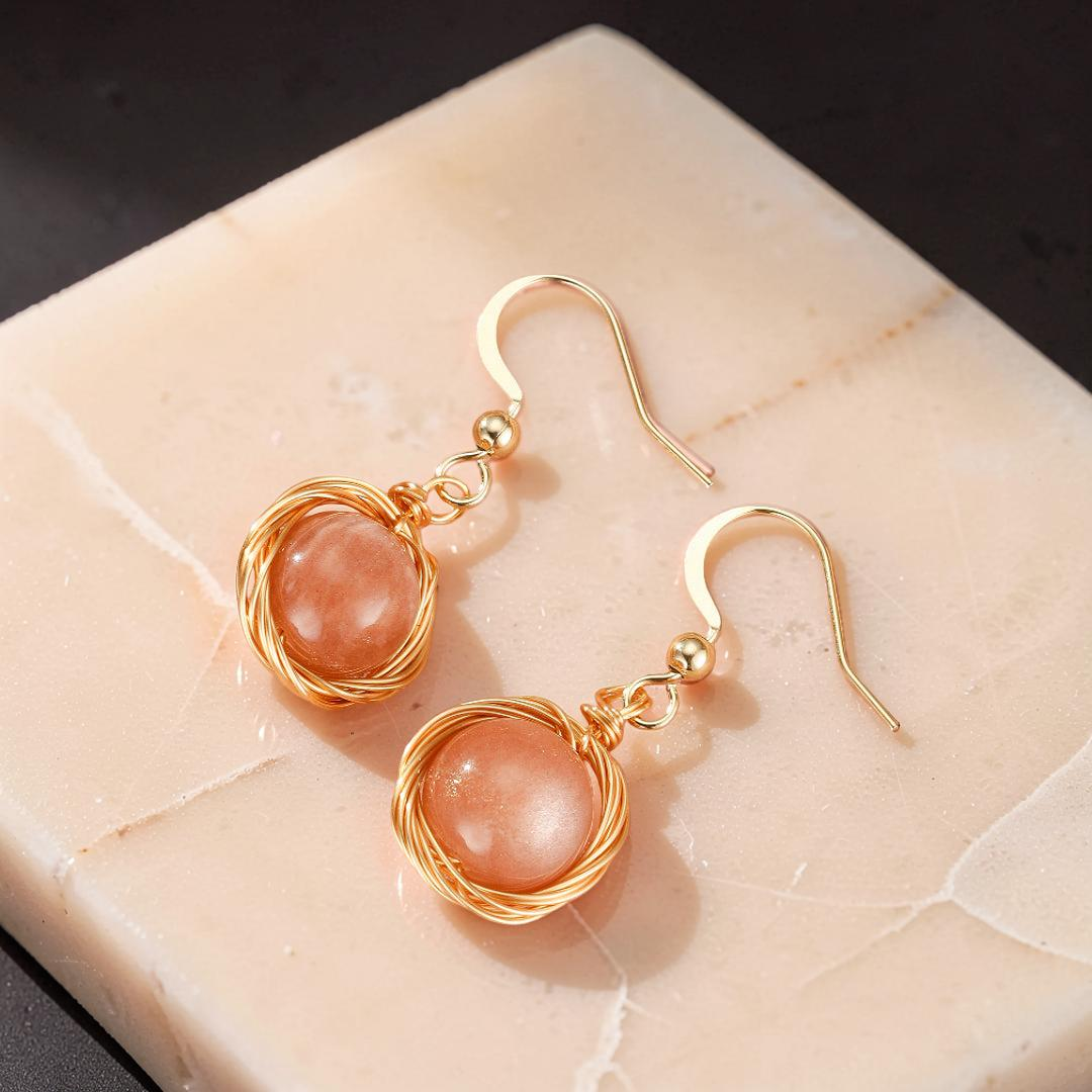 ATELIER-TIBET – Boucles d'Oreilles Pierre de Soleil – Nids Solaires