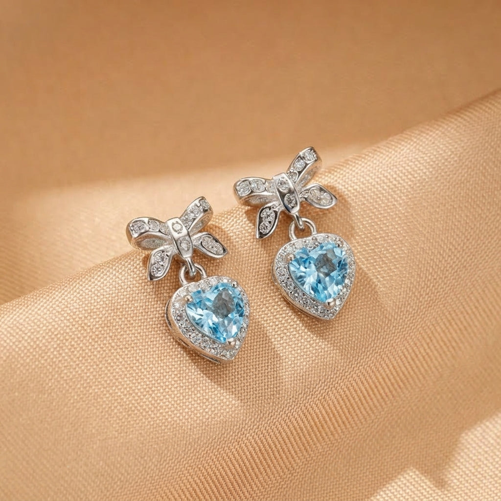 ATELIER-TIBET – Boucles d'oreilles Topaze – Nœud d'Amour, Argent
