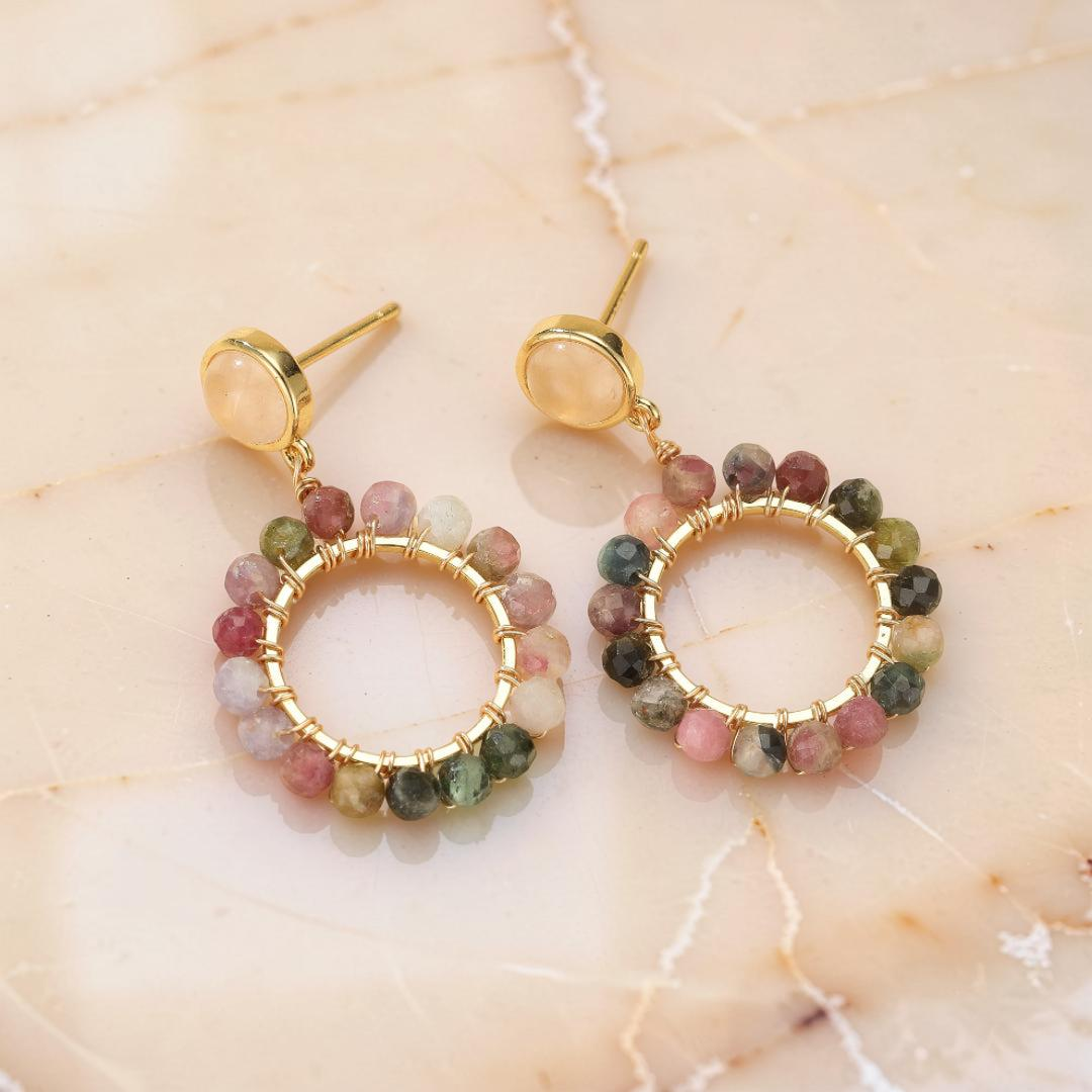 ATELIER-TIBET – Boucles d'Oreilles Tourmaline – Danse de L'Éveil