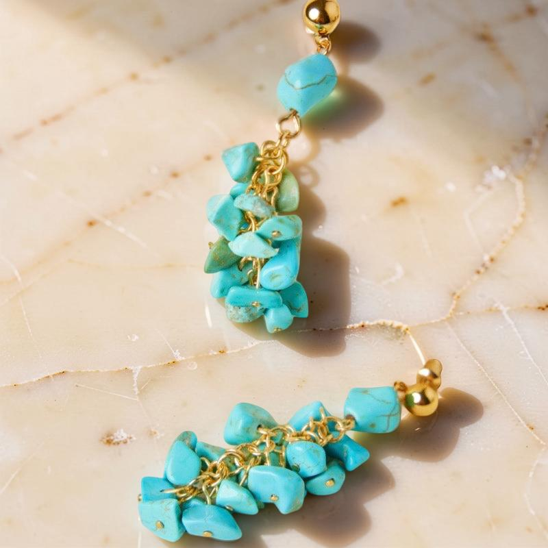 ATELIER-TIBET – Boucles d'Oreilles Turquoise – Éclat Ensoleillé