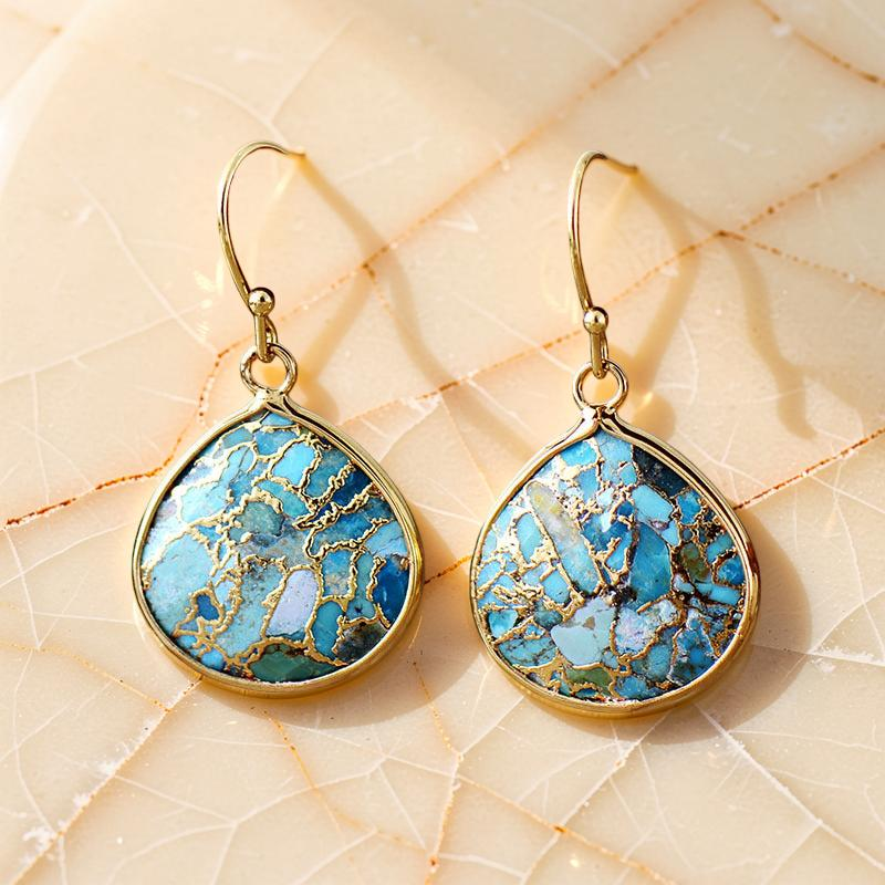 ATELIER-TIBET – Boucles d'Oreilles Turquoise – Miroir du Ciel