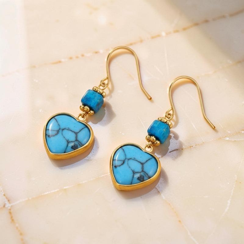 ATELIER-TIBET – Boucles d'Oreilles Turquoise – Vestale de Nuit