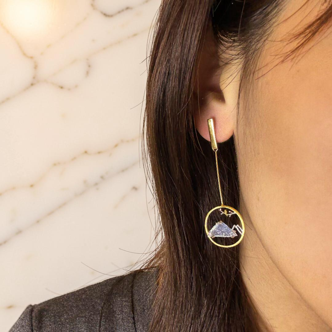 ATELIER-TIBET – Boucles d'Oreilles Aigue Marine – Petit Oiseau, Argent Plaqué Or