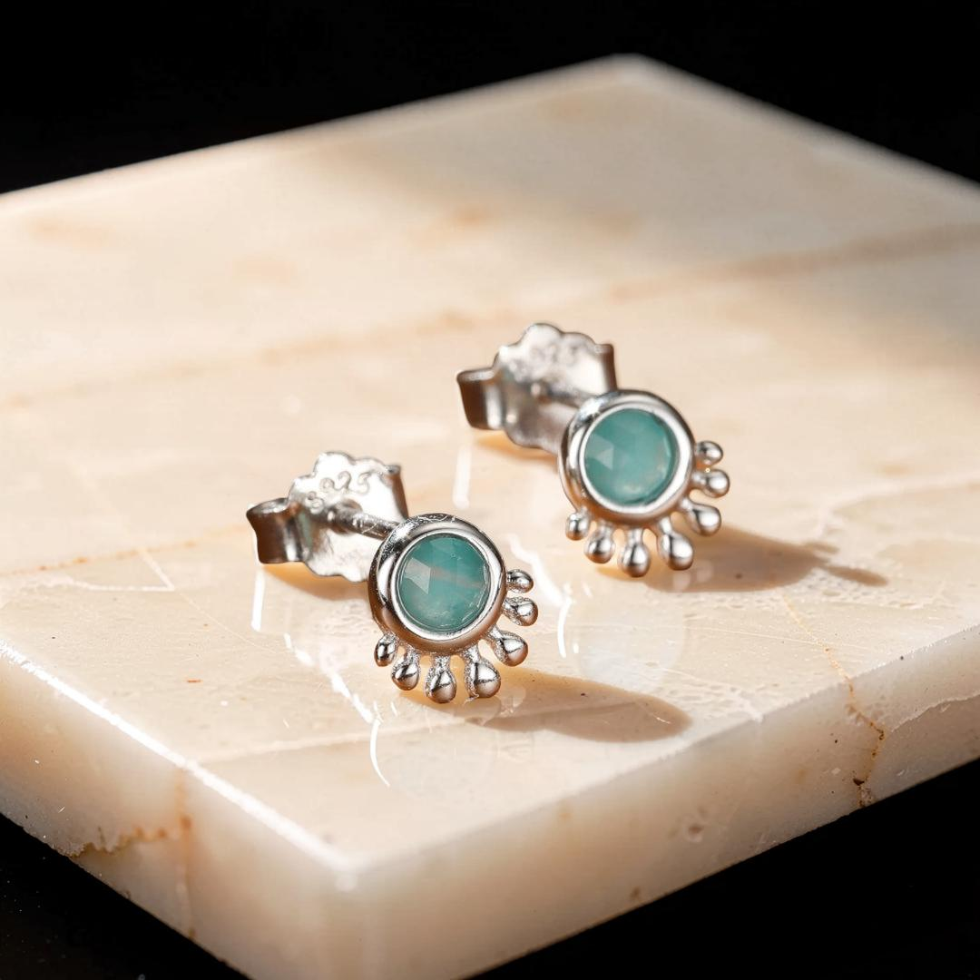 ATELIER-TIBET – Boucles d'Oreilles Amazonite – Brise d'Océan, Argent