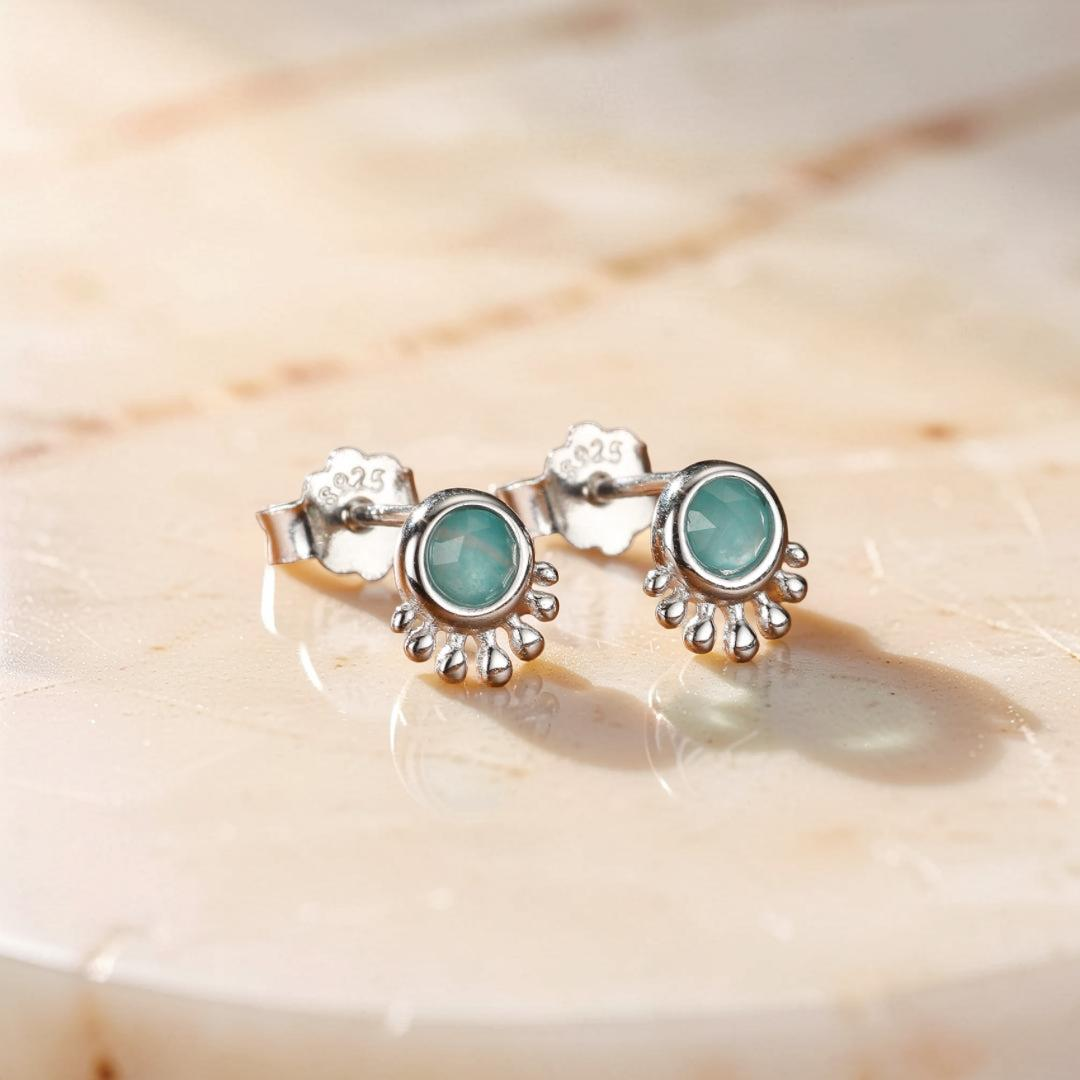 ATELIER-TIBET – Boucles d'Oreilles Amazonite – Brise d'Océan, Argent
