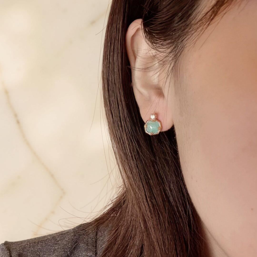 ATELIER-TIBET – Boucles d'Oreilles Amazonite et Cristal de Roche – Danse des Étoiles, Argent Plaqué Or