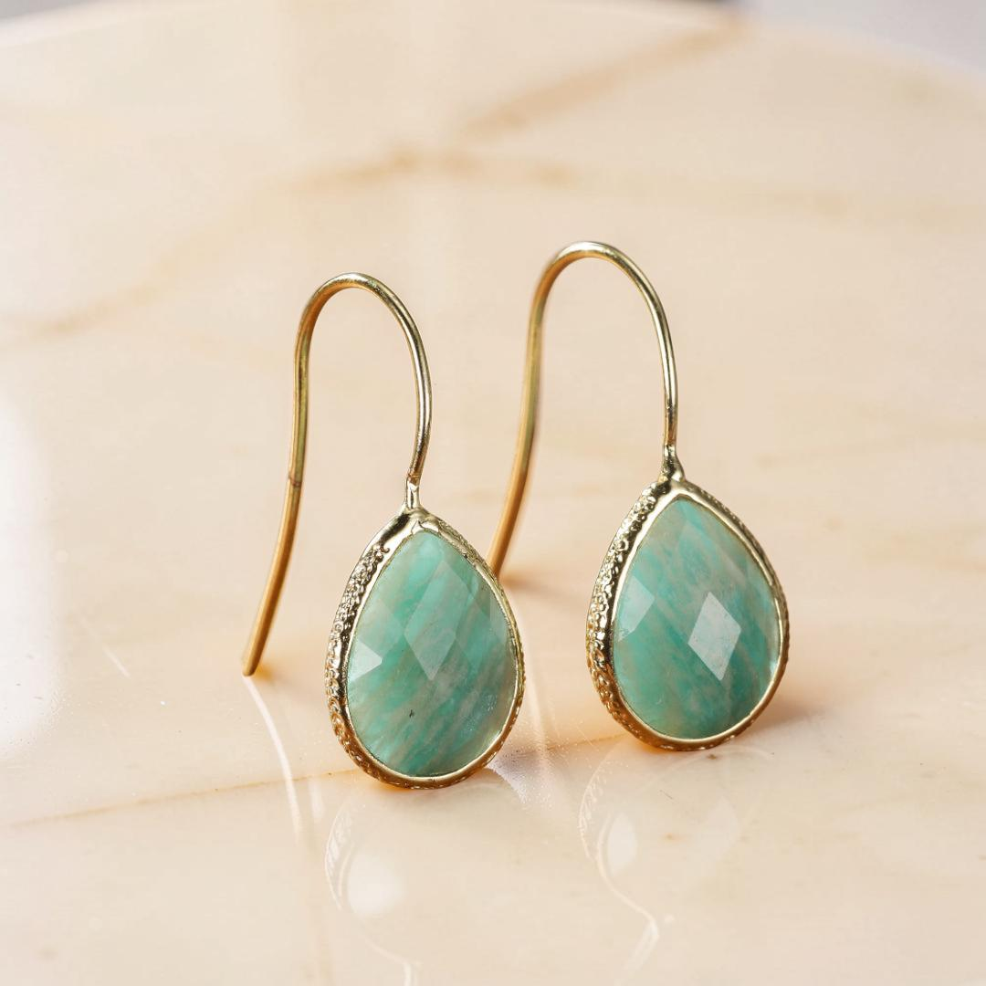 ATELIER-TIBET – Boucles d'Oreilles Amazonite – Vagues Douces