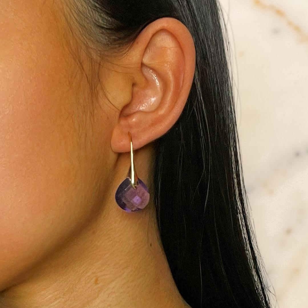 ATELIER-TIBET – Boucles d’oreilles Améthyste – Goutte de Lune
