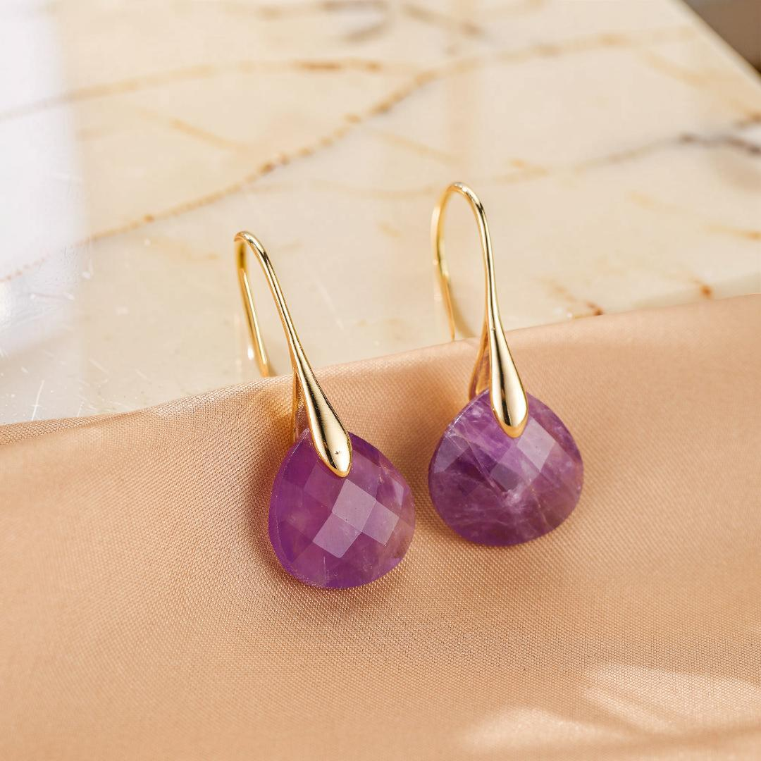 ATELIER-TIBET – Boucles d’oreilles Améthyste – Goutte de Lune
