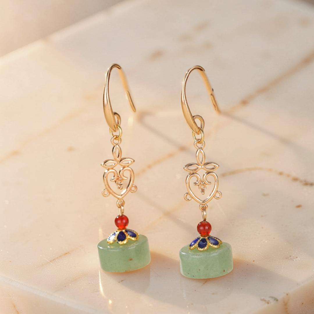 ATELIER-TIBET – Boucles d'Oreilles Aventurine – Confiance