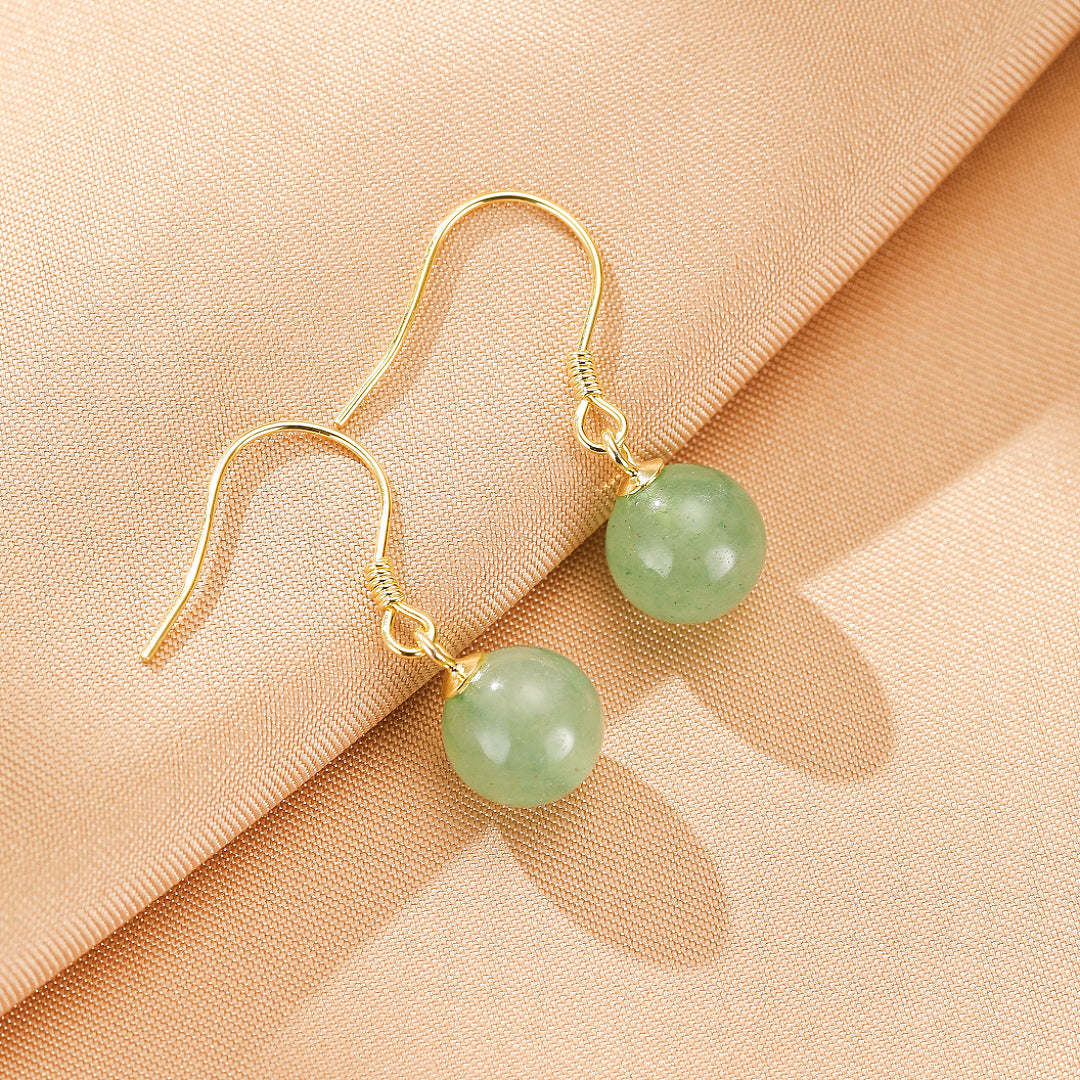 ATELIER-TIBET – Boucles d’oreilles Aventurine – Éclat Doux, Argent