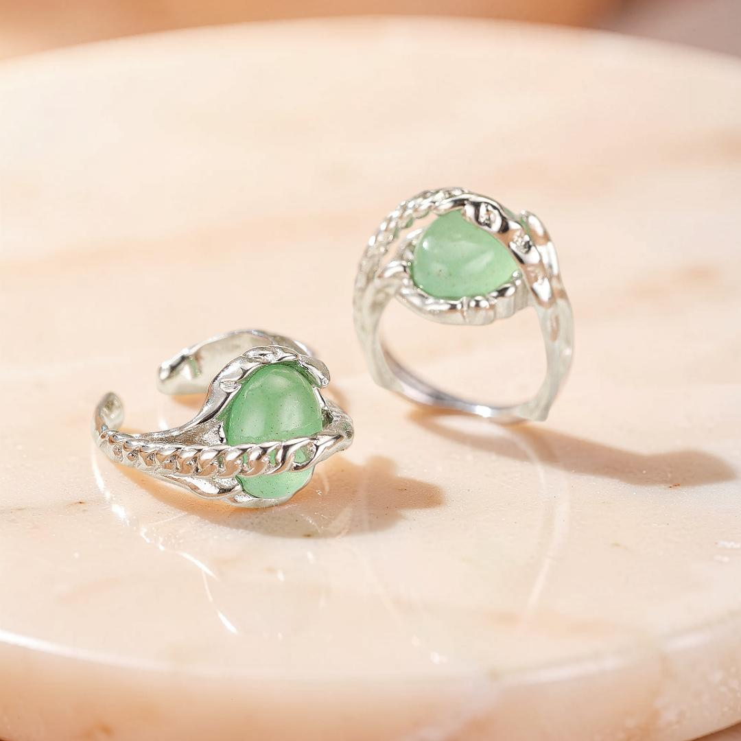 ATELIER-TIBET – Boucles d'Oreilles Aventurine – Énergie Harmonieuse, Argent