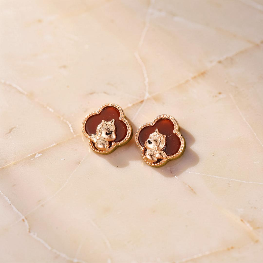 ATELIER-TIBET – Boucles d’Oreilles Cheval – Esprit Libre, Argent Plaqué Or Rose