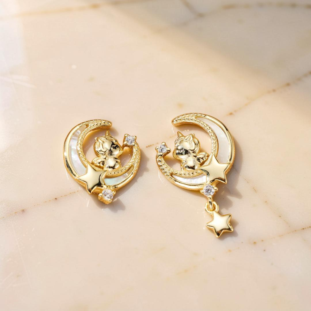 ATELIER-TIBET – Boucles d’oreilles Cheval – Rêve Étoilé, Argent Plaqué Or