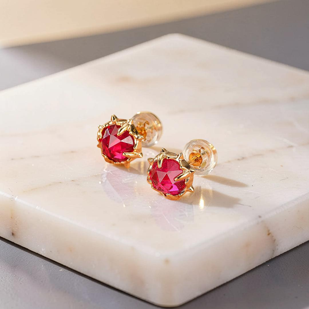 ATELIER-TIBET – Boucles d’Oreilles Cornaline – Épine de Feu, Argent Plaqué Or