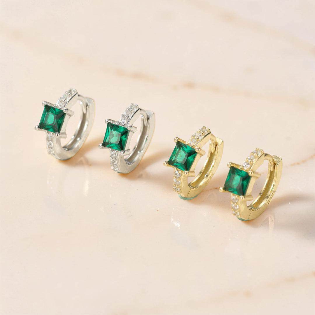 ATELIER-TIBET – Boucles d’Oreilles Émeraude – Brise d’Émeraude, Argent 925