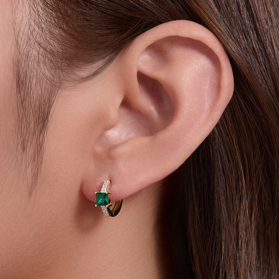 ATELIER-TIBET – Boucles d’Oreilles Émeraude – Brise d’Émeraude, Argent 925