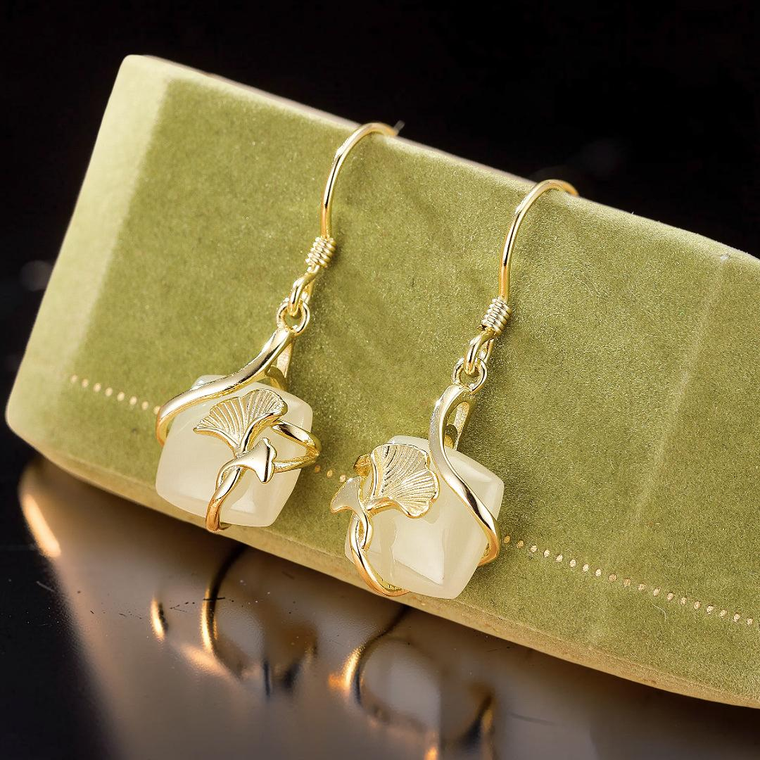 ATELIER-TIBET – Boucles d'Oreilles Jade – Éveil du Cœur, Argent Plaqué Or