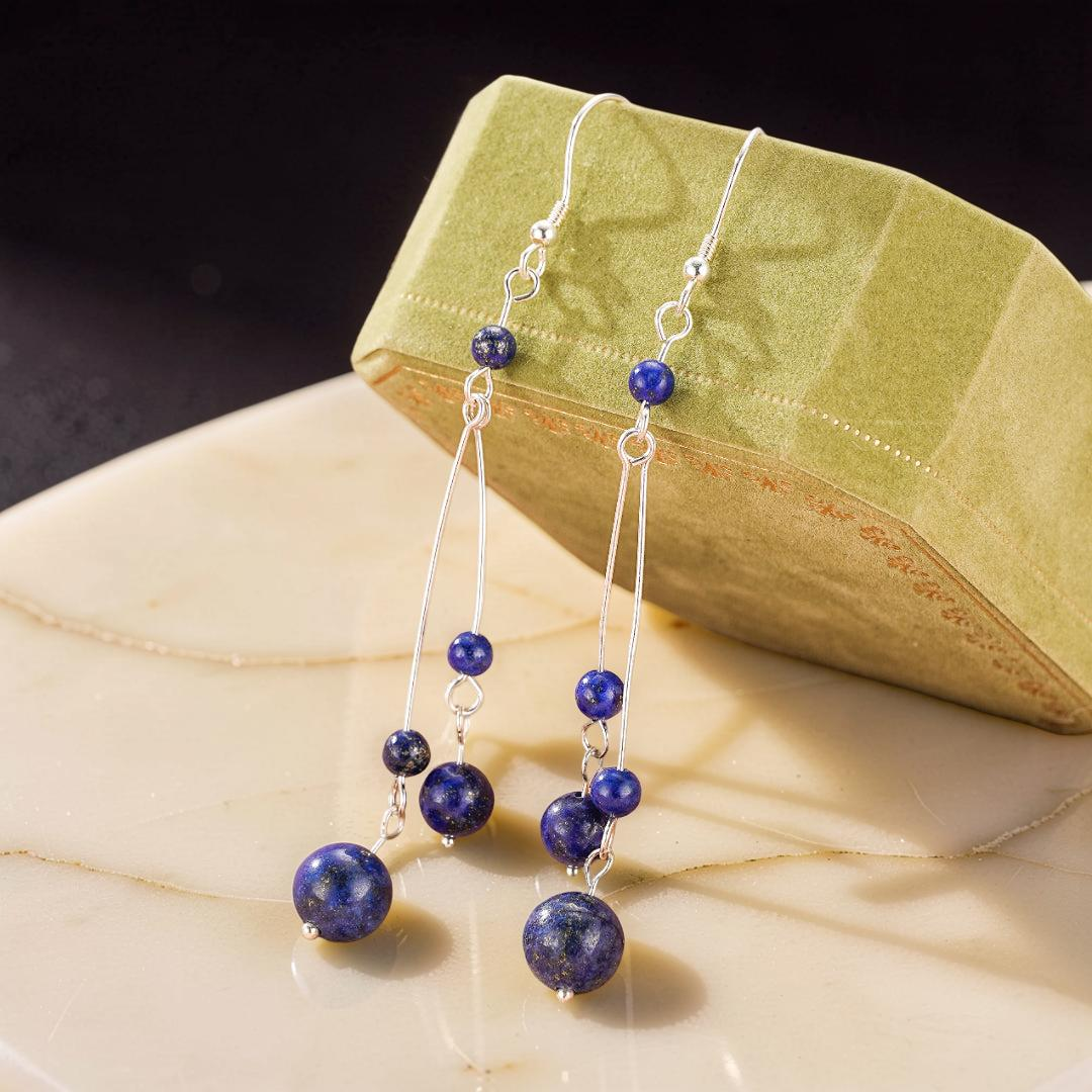 ATELIER-TIBET – Boucles d’Oreilles Lapis Lazuli – Danse Cosmique, Argent