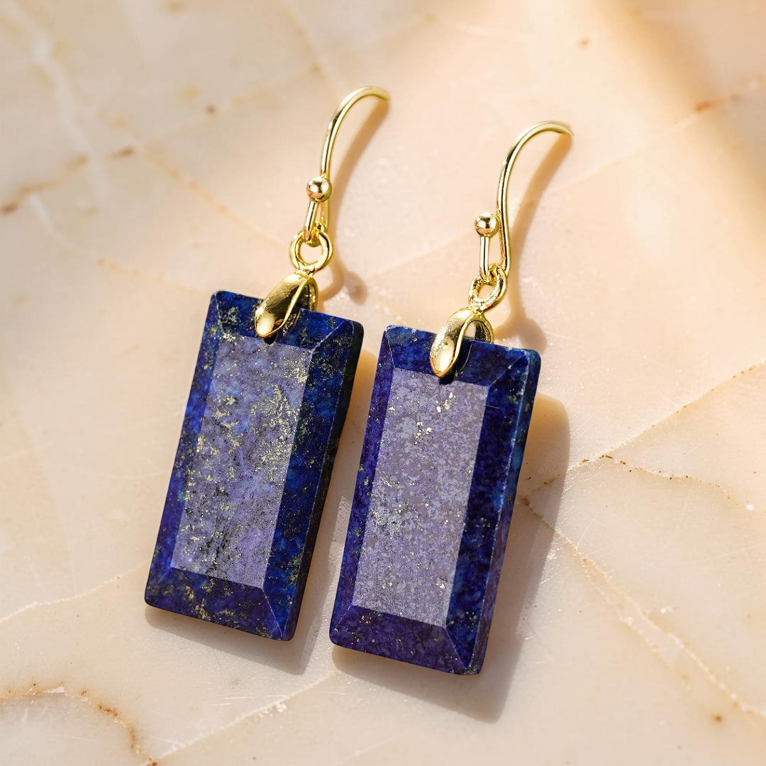 ATELIER-TIBET – Boucles d’Oreilles Lapis Lazuli – Rectangle Intuitif