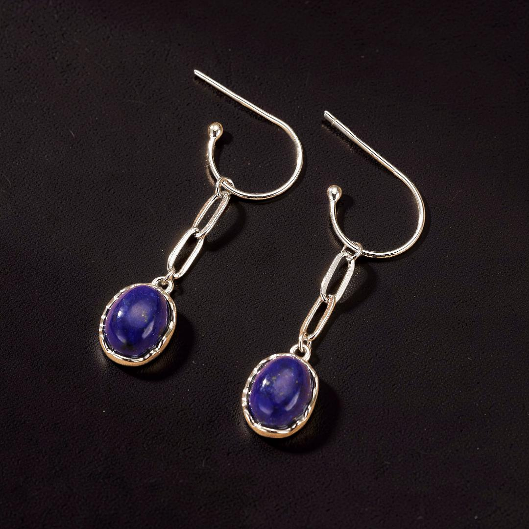 ATELIER-TIBET – Boucles d’oreilles Malachite/Lapis Lazuli – Harmonie des Pierres, Argent