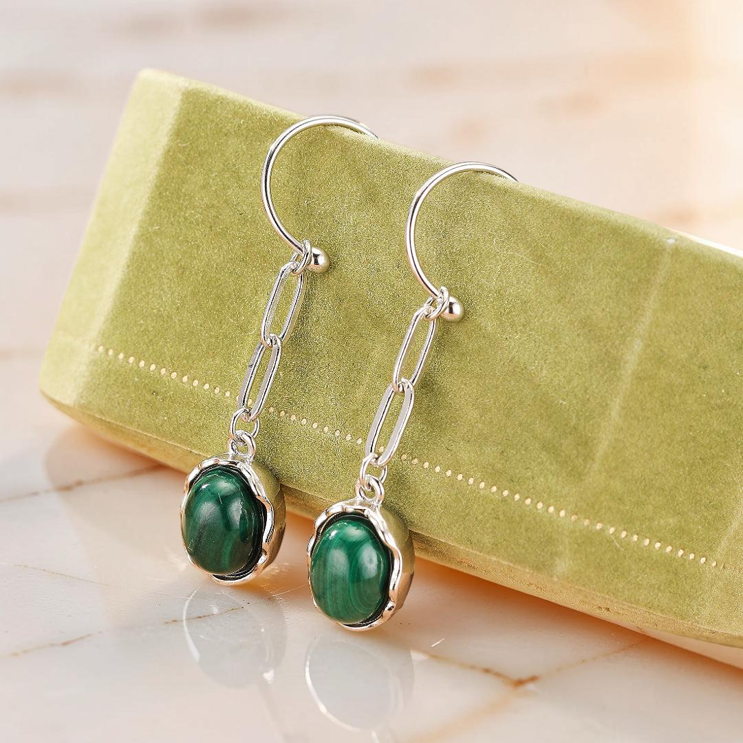 ATELIER-TIBET – Boucles d’oreilles Malachite/Lapis Lazuli – Harmonie des Pierres, Argent