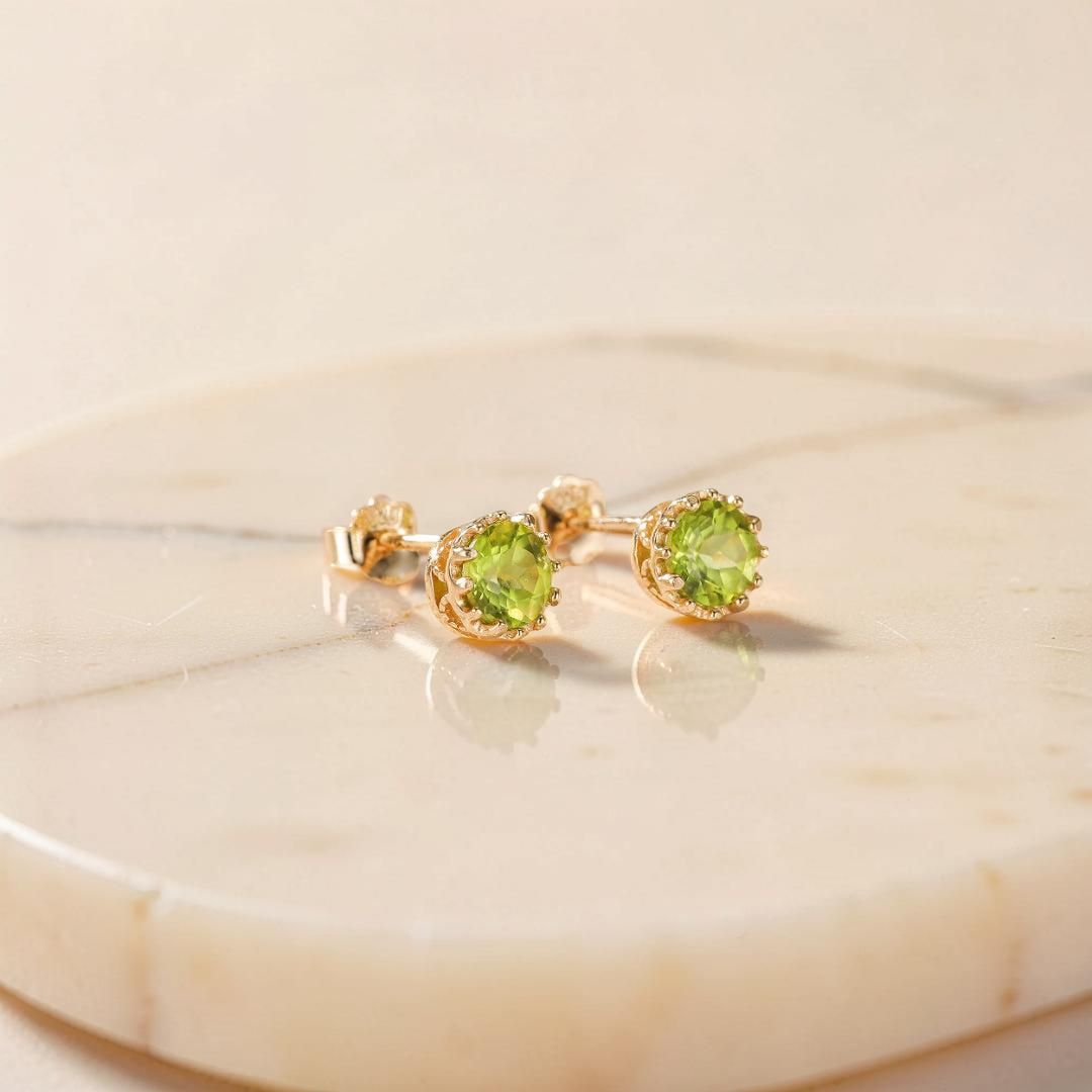 ATELIER-TIBET – Boucles d'Oreilles Péridot ou Labradorite – Soleil, Argent Plaqué Or