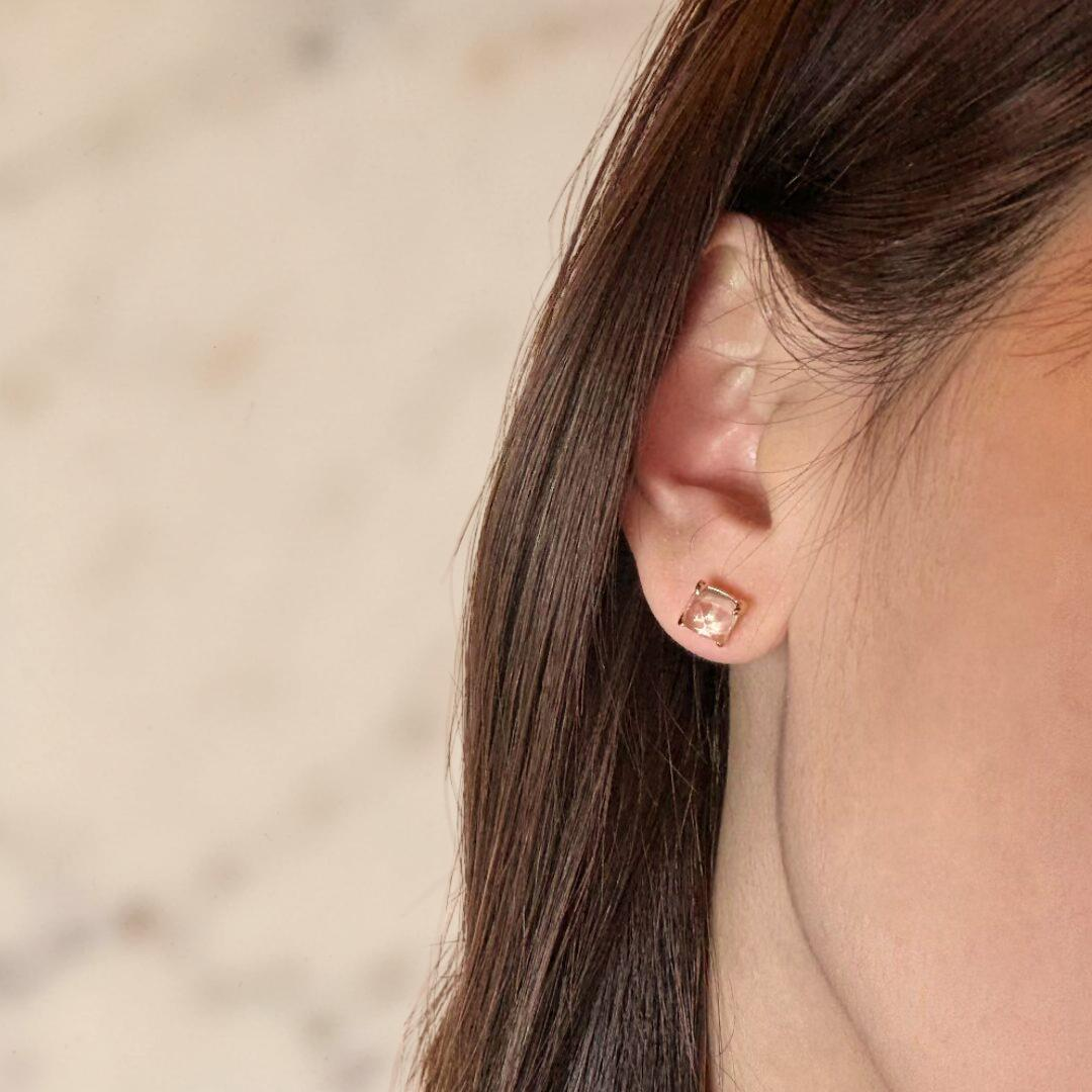 ATELIER-TIBET – Boucles d'Oreilles Quartz Rose – Éclat Divin, Argent Plaqué Or