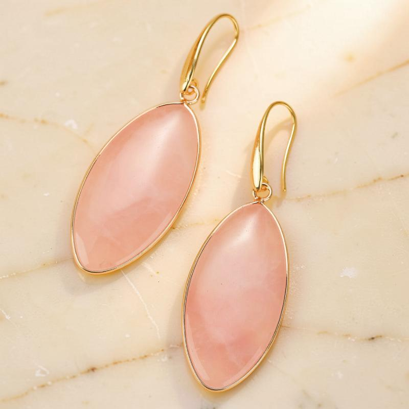 ATELIER-TIBET – Boucles d'Oreilles Quartz Rose – Élégance Lumineuse
