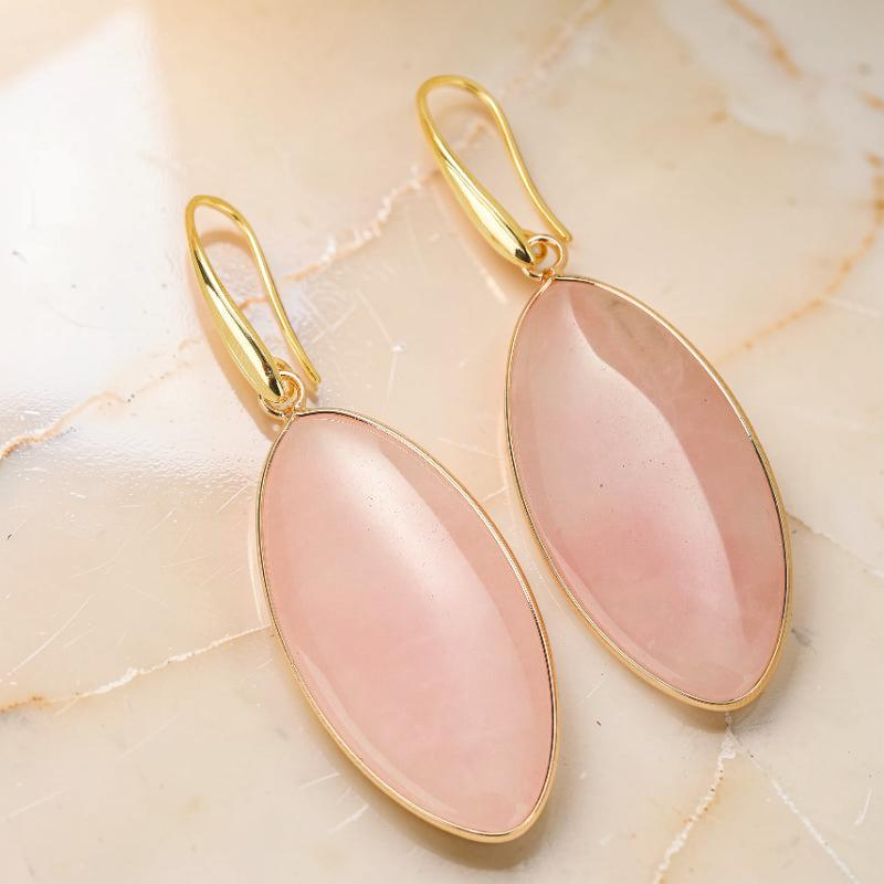 ATELIER-TIBET – Boucles d'Oreilles Quartz Rose – Élégance Lumineuse