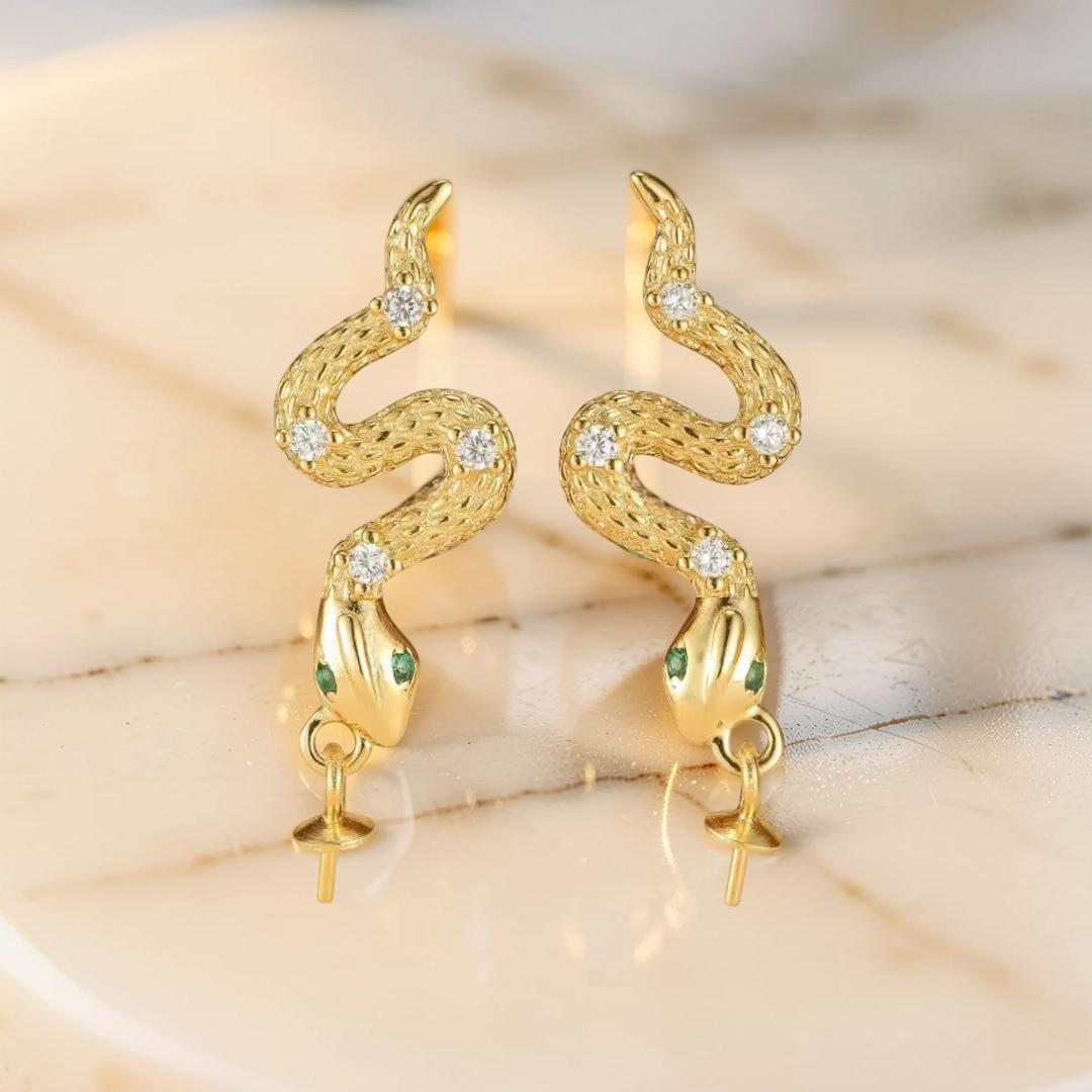 ATELIER-TIBET – Boucles d’Oreilles Serpent – Danse Abyssale, Argent 925