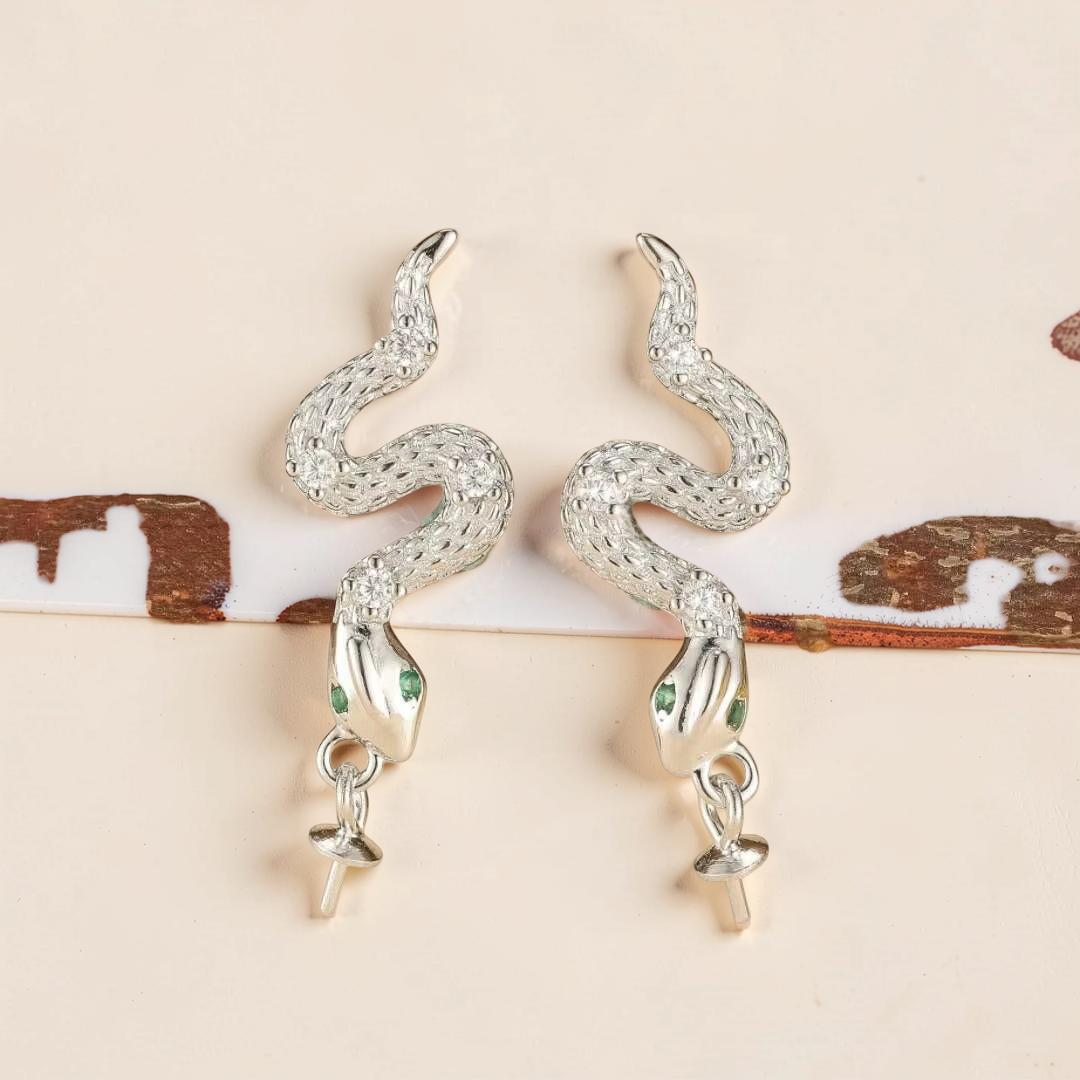 ATELIER-TIBET – Boucles d’Oreilles Serpent – Danse Abyssale, Argent 925