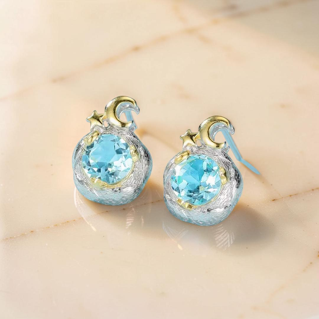ATELIER-TIBET – Boucles d’Oreilles Topaze – Gouttes de Soleil, Argent 925