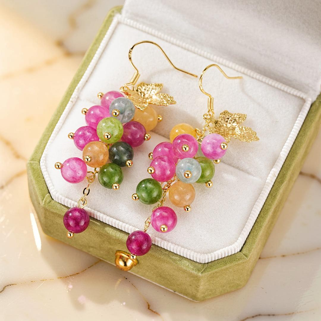 ATELIER-TIBET – Boucles d’Oreilles Tourmaline – Vigne Enchantée
