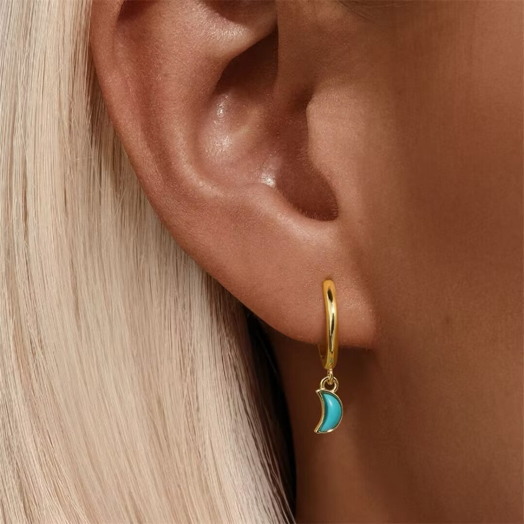ATELIER-TIBET – Boucles d’Oreilles Turquoise – Ciel Enchanté, Argent Plaqué Or