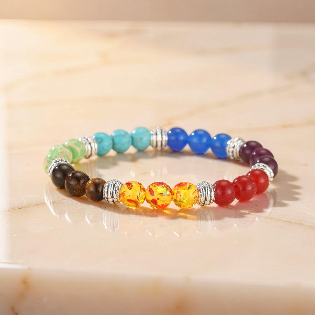 ATELIER-TIBET – Bracelet 7 Chakras en Pierres Naturelles – Sphères de Lumière