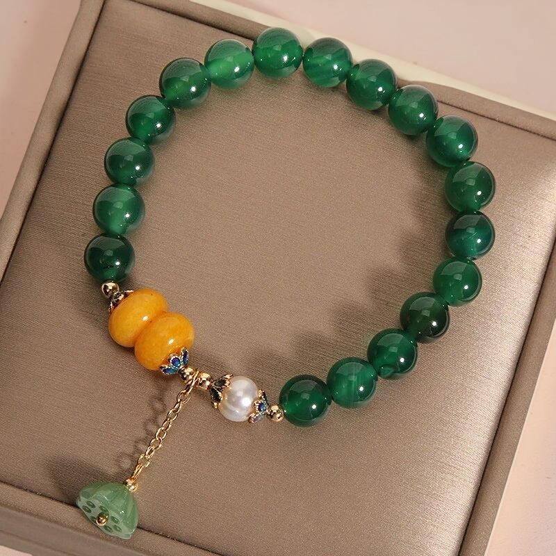 ATELIER-TIBET – Bracelet Agate et Lotus – Forestière