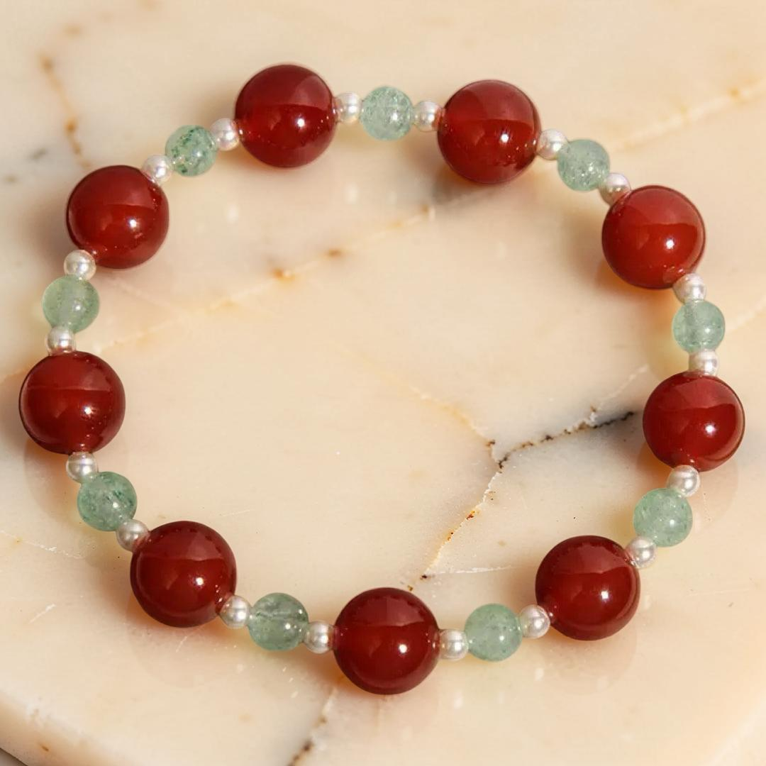ATELIER-TIBET – Bracelet Agate Rouge et Quartz Fraise Vert – Éclat Vital