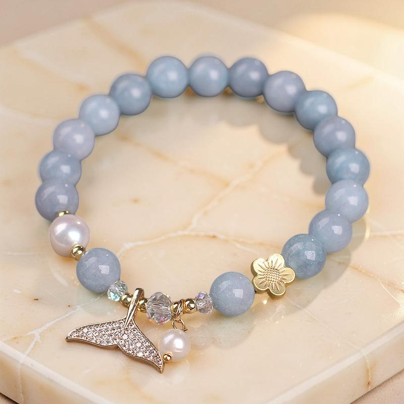ATELIER-TIBET – Bracelet Aigue Marine et Perle – Apaisement de Mer
