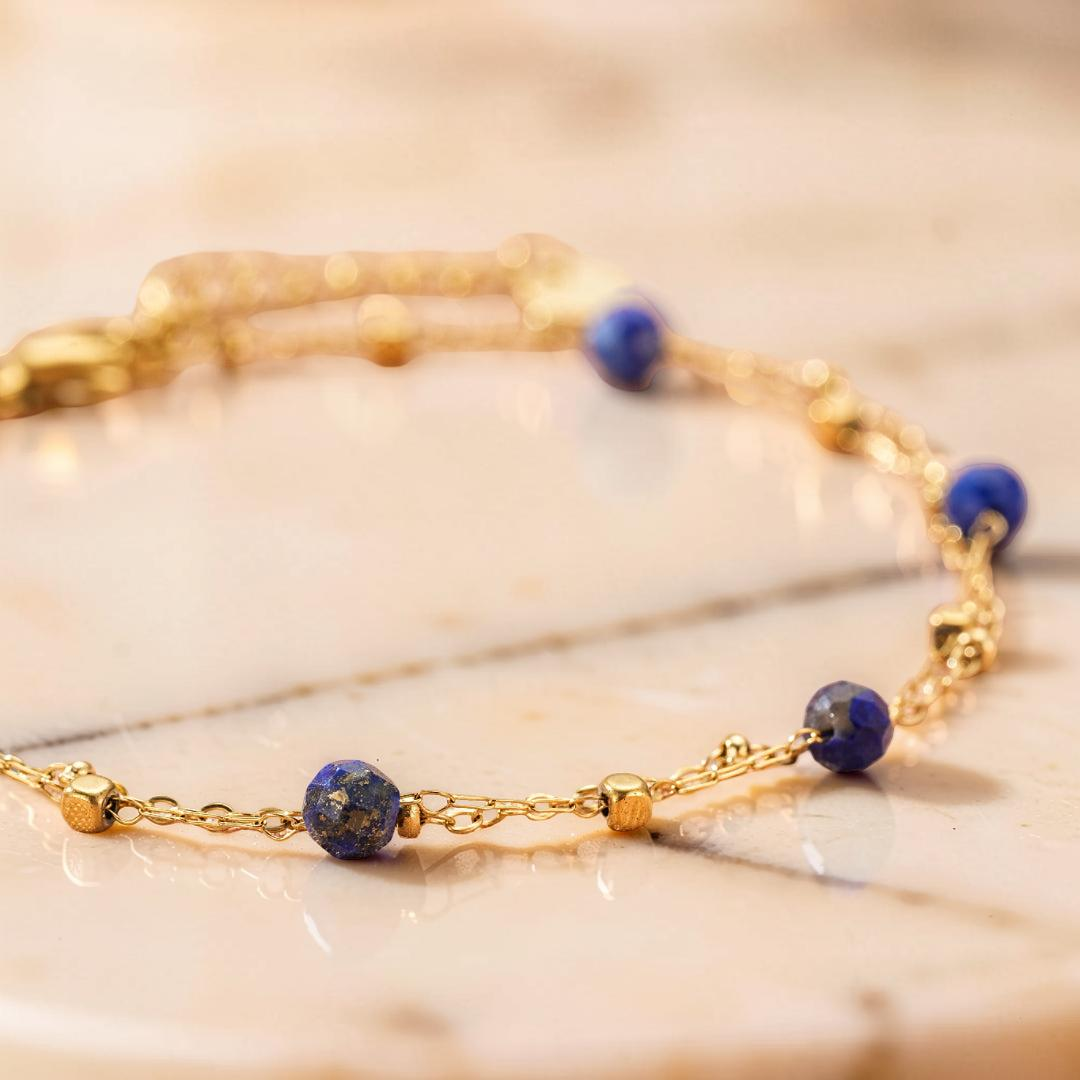 ATELIER-TIBET – Bracelet Amazonite/Lapis Lazuli – Constellation Fine