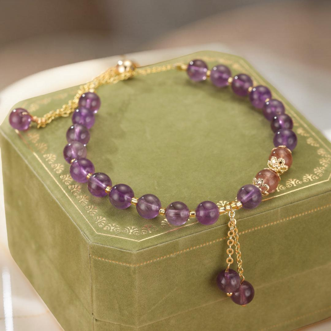 ATELIER-TIBET – Bracelet Améthyste et Quartz Fraise – Aura Splendide